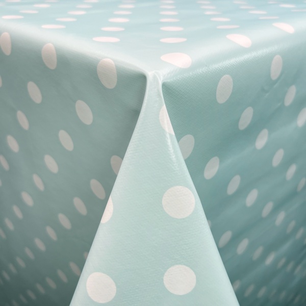 Polka Dot Vinyl White on Duck Egg 17mm